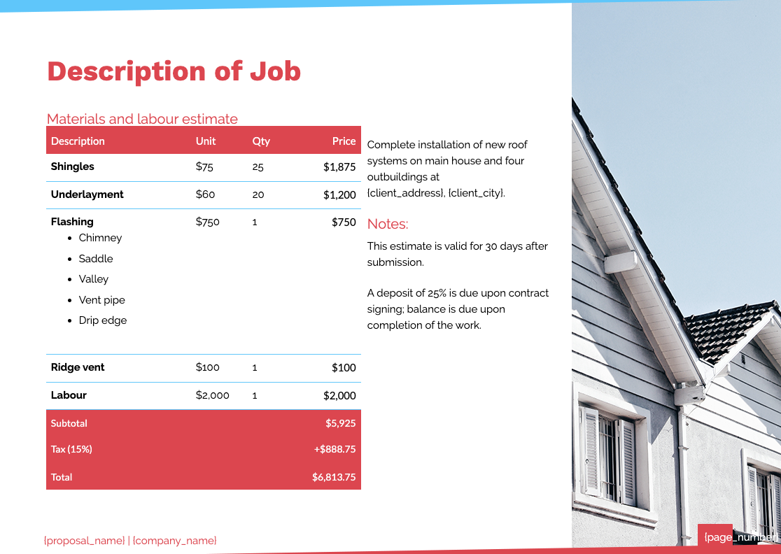 Roofing Proposal Template
